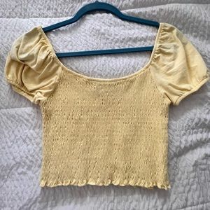 Yellow Hollister Puffy Sleeve Top